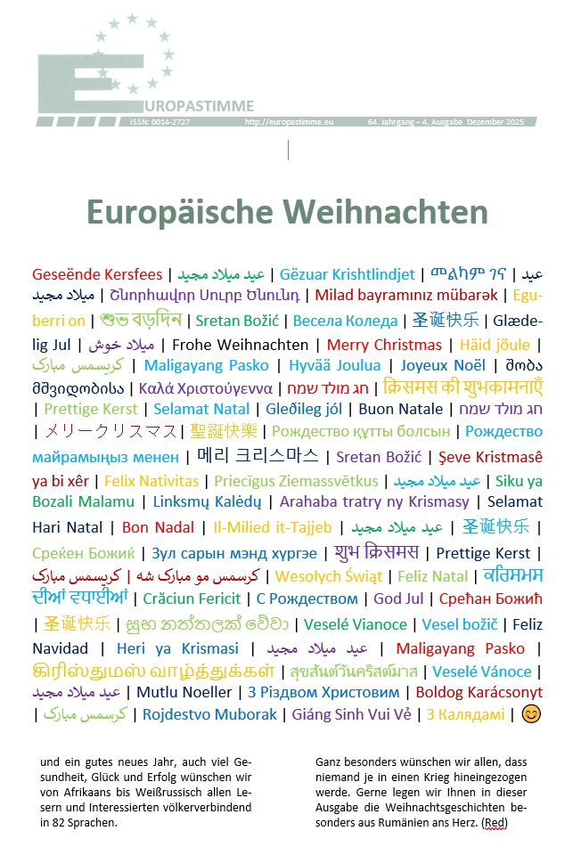 Aktuelle Ausgabe Europastimme - Europaeische Weihnachten